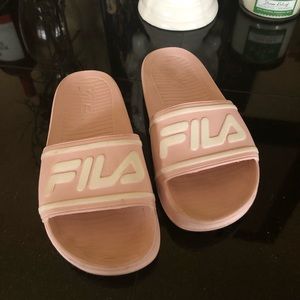 Pink Fila slides